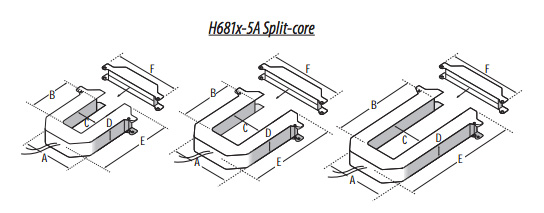 The Dimensions for the H681 Series of Split Core CTs