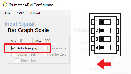 What are the DIP switch positions to allow auto ranging