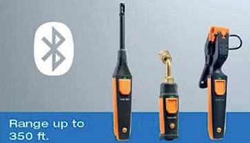 Testo’s 115i, 605i and 549i smart probes with an extended Bluetooth range of 350’