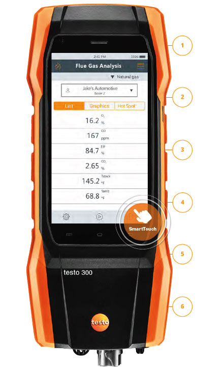 Analyseur de combustion Testo 300 SmartTouch Analyse des gaz de combustion avec l'icône SmartTouch
