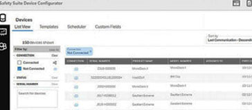 Exemple d’onglet Affichage de listes dans le logiciel Safety Suite
