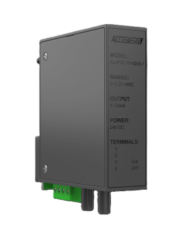 Accuenergy AcuPRE-PM-11-B-1 DIN Rail Mount Differential Pressure Sensor, ±1%FS accuracy, -0.25 to 0.25", bidirectional, 4 to 20 mA-