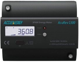 Accuenergy AcuRev 1313-5A-X1 DIN Rail Power/Energy Meter, 5 A/1 A CT input, relay output-