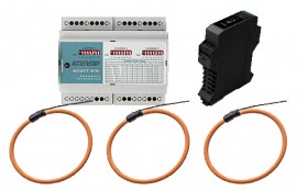 Accuenergy RIK47-V-1 Int&amp;eacute;grateur &amp;agrave; canal unique avec sortie 0-5 V/0-10 V, bobine Rogowski de 1.19 m, alimentation sur rail DIN, 100-240 V CA-
