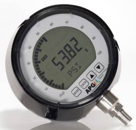 APG PG10 Series Digital Pressure Gauge, 0 to 50 psig, 5.45&amp;quot; dial, &amp;frac14; to 18 NPTM bottom, weather-resistant injected molding phenolic housing-