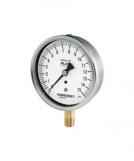 Ashcroft 1009 Pressure Gauge, 0 to 160 psi, 3.5&amp;quot; dial, &amp;frac14;&amp;quot; NPT male lower, SS housing-