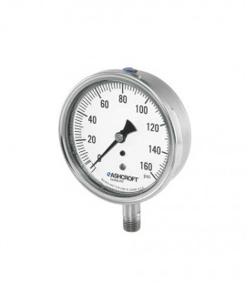 Ashcroft 1009 Pressure Gauge, 0 to 300 psi, 3.5&amp;quot; dial, &amp;frac14;&amp;quot; NPT male lower, SS housing-