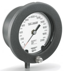 Ashcroft 1082Test Pressure Gauge, 30/0IMV, 4.5&amp;quot; dial, &amp;frac14;&amp;quot; NPT male lower,Aluminum, solid front, black epoxy coated-