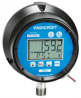 Ashcroft 2074 Digital Pressure Gauge, 0 to 15 psi, 4.5&amp;quot; dial, &amp;frac14;&amp;quot; NPT male lower, fiberglass reinforced thermoplastic-