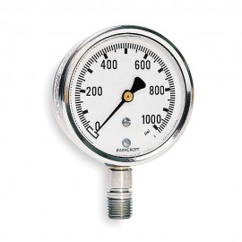 Ashcroft 1008 Pressure Gauge, 0 to 2000 psi, 2.5&amp;quot; dial, &amp;frac14;&amp;quot; NPT male lower, SS housing-