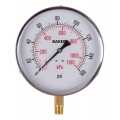 Baker 421AVND Series Pressure Gauge, 0 to 160 psi/0 to 1100 kPa, 4.5&amp;quot; dial, &amp;frac14;&amp;quot; NPT bottom, SS housing-