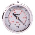 Baker AHNC Series Liquid Filled Pressure Gauge, 30&amp;quot;Hg-0&amp;quot; V AC, 2.5&amp;quot; dial, &amp;frac14;&amp;quot; NPT back, SS housing-