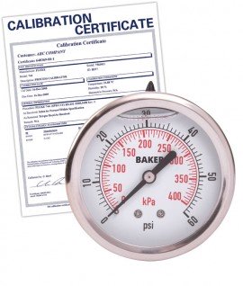 Baker AHNC-60P Manom&amp;egrave;tre, rempli de glyc&amp;eacute;rine, connexion arri&amp;egrave;re &amp;frac14;&amp;rsquo;&amp;rsquo; NPT, 0 &amp;agrave; 60 psi/0 &amp;agrave; 400 kPa-