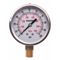 Baker AVNC Series Liquid Filled Pressure Gauge, 0 to 100 psi/0 to 700 kPa, 2.5&amp;quot; dial, &amp;frac14;&amp;quot; NPT bottom, SS housing-