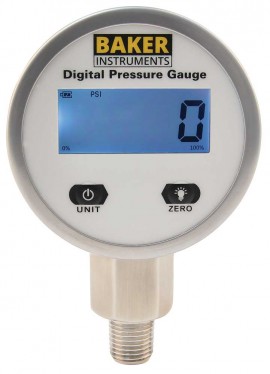 Baker B50000 Series Pressure Gauge, 0 to 3000 psi, &amp;frac14;&amp;quot; NPT bottom, SS housing-