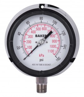 Baker LF45-160P-1/4 Manom&amp;egrave;tre, rempli de glyc&amp;eacute;rine, connexion inf&amp;eacute;rieure &amp;frac14;&amp;rsquo;&amp;rsquo; NPT, 0 &amp;agrave; 160 psi/0 &amp;agrave; 1 100 kPa-