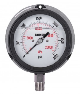 Baker LF45-3000P-1/2 Manom&amp;egrave;tre, rempli de glyc&amp;eacute;rine, connexion inf&amp;eacute;rieure &amp;frac12;&amp;lsquo;&amp;rsquo; NPT, 0 &amp;agrave; 3 000 psi/0 &amp;agrave; 21 000 kPa-