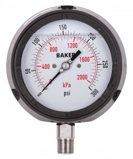 Baker LF45-300P-1/2 Manom&amp;egrave;tre, rempli de glyc&amp;eacute;rine, connexion inf&amp;eacute;rieure &amp;frac12;&amp;lsquo;&amp;rsquo; NPT, 0 &amp;agrave; 300 psi/0 &amp;agrave; 2 100 kPa-