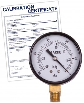Baker LVBNA Series Pressure Gauge,30"Hg-0" V AC, 2.5&amp;quot; dial, &amp;frac14;&amp;quot; NPT bottom, SS housing,-