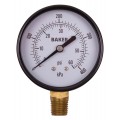 Baker LVBNA Series Pressure Gauge, 0 to 60 psi/0 to 400 kPa, 2.5&amp;quot; dial, &amp;frac14;&amp;quot; NPT bottom, SS housing-