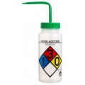 Bel-Art 11716-0007 Ethyl Acetate Safety-Labeled Wide-Mouth Wash Bottle, 16 oz, 4-pack-