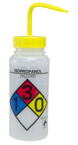 Bel-Art 11716-0008 Isopropanol Safety-Labeled Wide-Mouth Wash Bottle, 16 oz, 4-pack-