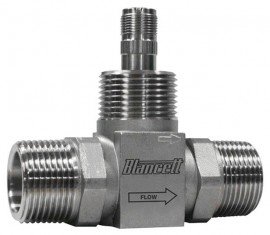 Blancett 1100 Nickel Bindery Turbine Flow Meter for aggressive applications, 5 to 50 gpm, 1&amp;quot; male NPT-