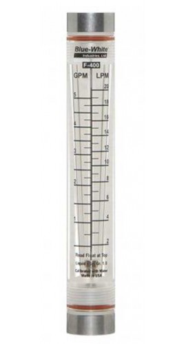 Blue-White F-40250LK-4 Acrylic Flowmeter with Hastelloy Guide Rod, 0.025 to 0.05GPM, 1/4in Female NPT-