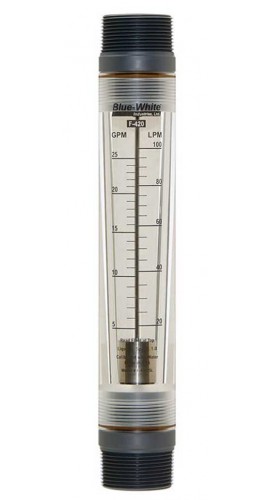 Blue-White F-42025LN D&amp;eacute;bitm&amp;egrave;tre de la s&amp;eacute;rie Standard avec tige de guidage en acier inoxydable 316, 5 &amp;agrave; 25GPM-