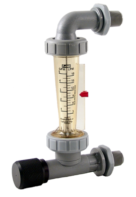 Blue-White F-44500LA-6 Standard Series Adjustable Panel-Mount Flowmeter with 316 SS Guide Rod, 0.5 to 5GPM, 3/8in Male NPT-