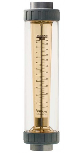 Blue-White F-452020LHN Standard Series Flowmeter with 316 SS Guide Rod, 2 to 20GPM-