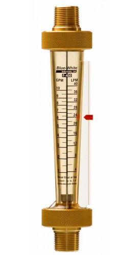 Blue-White F-45750LE-8 Flowmeter, 1 to 10GPM, 1/2in Male NPT-