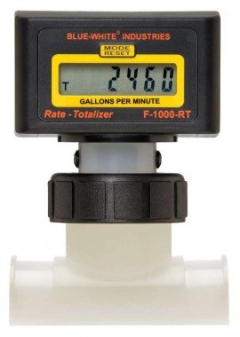 Blue-White RB-100PI-LPM1 Paddlewheel Flowmeter, 25 to 250LPM-