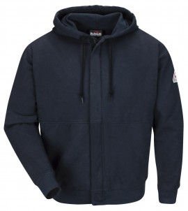 Bulwark SEH4 Men's Fleece FR Zip-Front Hooded Sweatshirt, navy, 4xl-