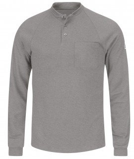Bulwark SEL2GY-L-2XL Men&#039;s Lightweight FR Henley Shirt with long length, 2xl, grey-
