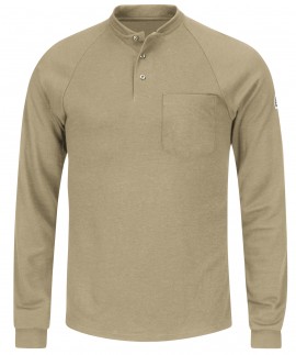 Bulwark SEL2KH-L-XL Chandail Henley ignifuge l&amp;eacute;ger pour hommes, longueur longue, XL, kaki-