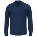 Bulwark SEL2NV-L-2XL Men's Lightweight FR Henley Shirt with long length, 2xl, navy-