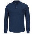 Bulwark SEL2NV-L-L Men&#039;s Lightweight FR Henley Shirt with long length, large, navy-