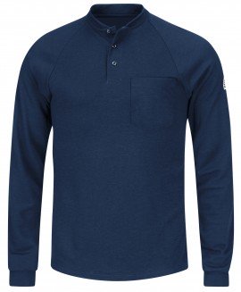 Bulwark SEL2NV-R-L Chandail Henley ignifuge l&amp;eacute;ger pour hommes, grand, marine-