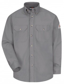 Bulwark SLU2 Men&#039;s Midweight FR Dress Uniform Shirt, silver grey, xl-