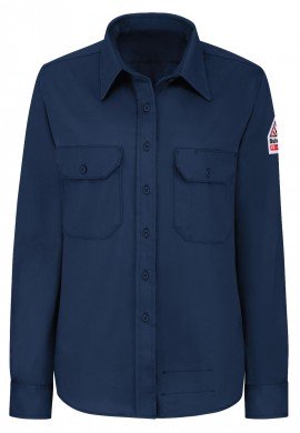 Bulwark SLU3 Women&#039;s Midweight FR Dress Uniform Shirt, navy, medium-