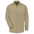 Bulwark SLW2 Men&#039;s Midweight Excel FR Comfortouch Work Shirt, khaki, large-