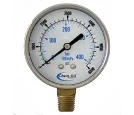Chem Oil 101D-204G Pressure Gauge, 0 to 200 psi, lower mount-
