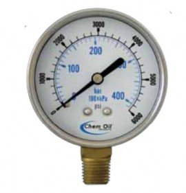 Chem Oil 101D Economy Gauge, vacuum to 6000 psi, bottom-