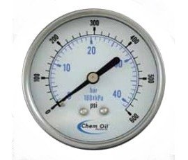 Chem Oil 101D-254G Pressure Gauge, 0 to 200 psi, lower mount-