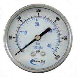 Chem Oil 102D-158C Pressure Gauge, 0 to 30 psi, back mount-