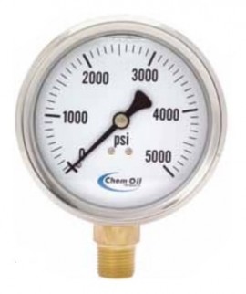 Chem Oil 210L-254L Liquid Fillable Gauge, 0 to 800 psi, 2.5&amp;quot; dial-