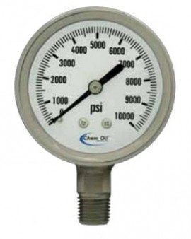 Chem Oil 310L-254C Liquid Fillable Gauge, 0 to 30 psi, stainless steel-