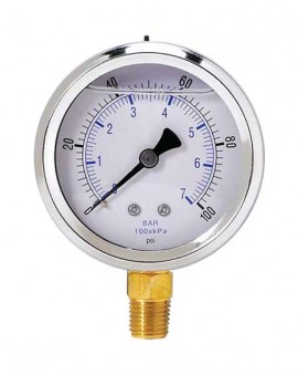Weksler Glass 251l5pr Glycerin Filled Gauge with bottom connection, 0 to 1500 psi, 2.5&amp;quot; dial, Clearance Pricing-