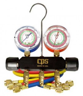 CPS MBHP3 Pro-Set 2-Valve Triple Seal Manifold with 3&#039; Hose Set, Black-